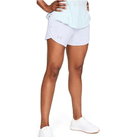 Under Armour Womens Fly-By 2.0 White Shorts L Athletic Workout Loose Fit Heatgea - Picture 1 of 9